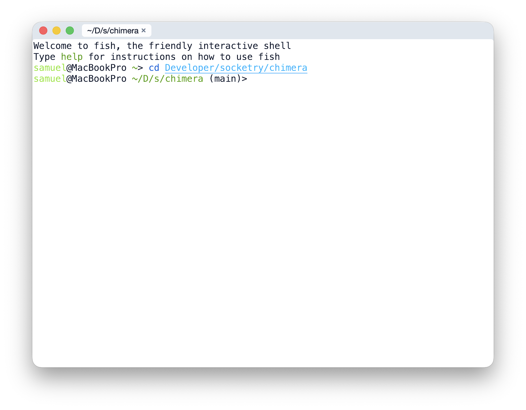 Chimera terminal running the platformer demo command